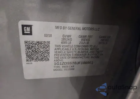 2018 Chevrolet Malibu Lt z USA, uszkodzony, nr VIN 1G1ZD5ST0JF188901